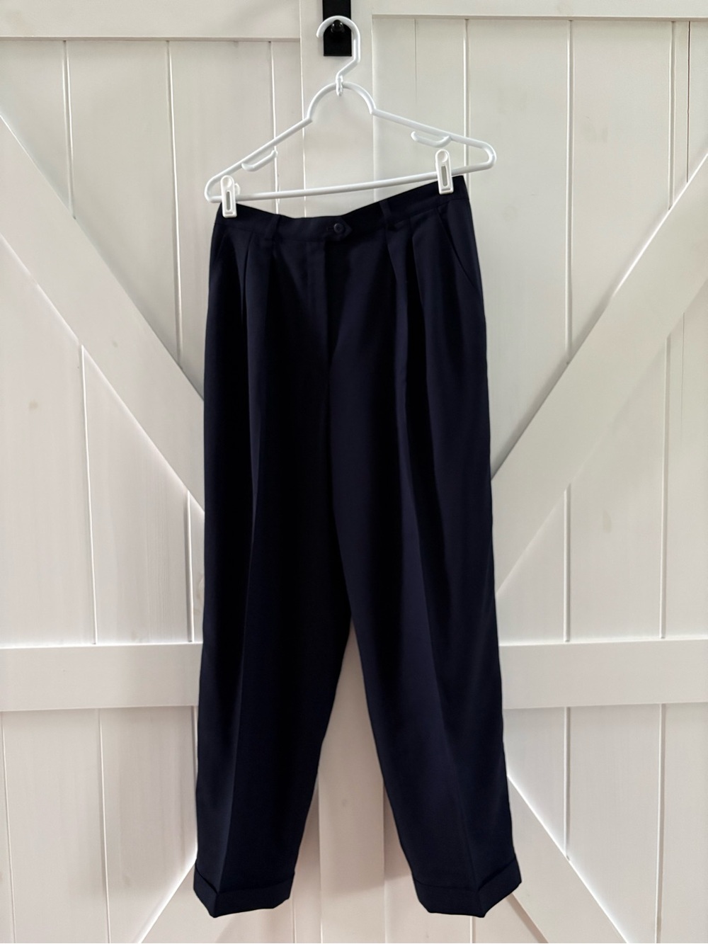 Lauren Ralph Lauren Vintage Petite Navy 100% Wool Pleated Trouser Dress Pants
